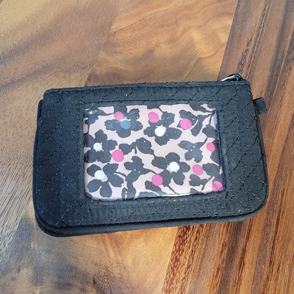 Vera Bradley Black Quilted Wallet with ID slot and flap snap pocket - Picture 5 of 16